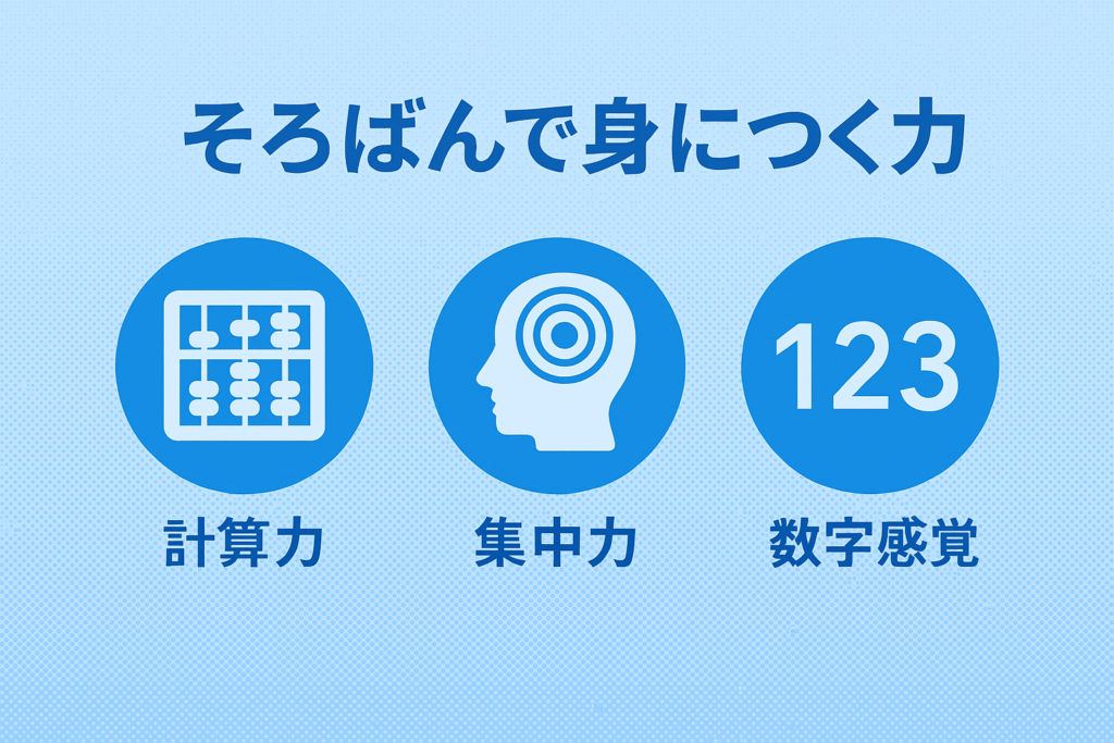 そろばんで身につく力、計算力・集中力・数字感覚